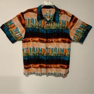 Margaritaville It’s 5 O’clock Silk Button Down Shirt L